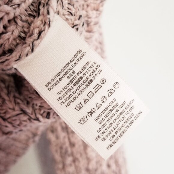 Free People Pink Marled Ballet Combo Twisted Cable T-Neck Sweater S Turtleneck - Picture 10 of 16